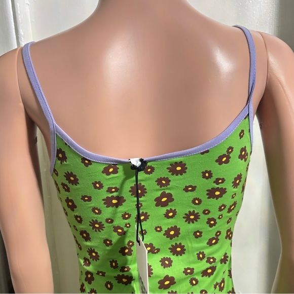 NWT THE RAGGED PRIEST Women’s Green Daisy Print Mini Dress - Picture 10 of 16